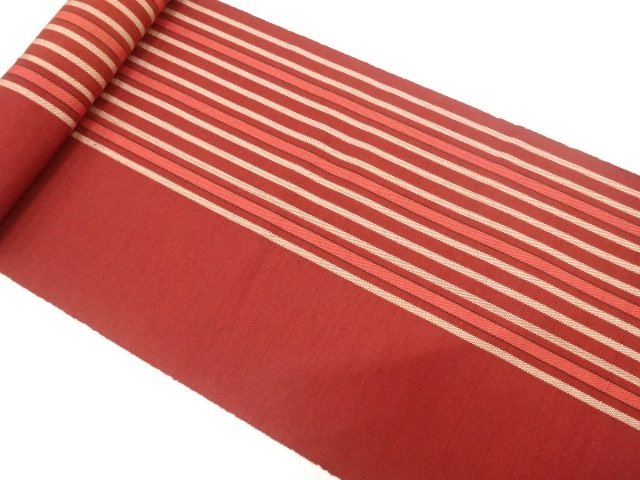 JAPANESE KIMONO / ANTIQUE STRIPED WEAVE 8-SUN OBI FABRIC BOLT